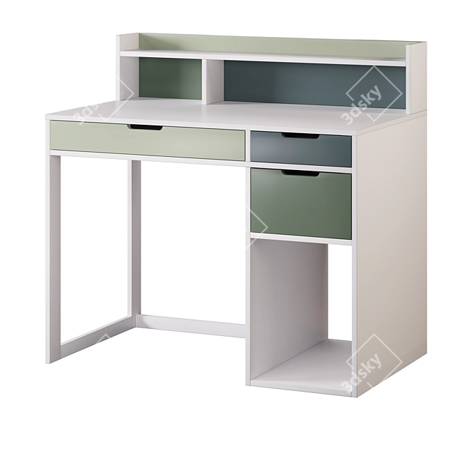 Kids Desk Set Oslo White 3D model image 3