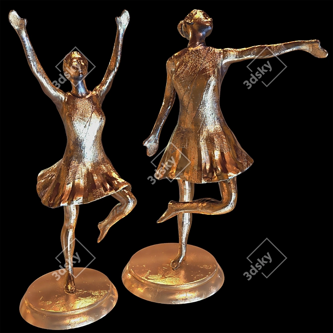 Elegant Dance Sculpture Decor Piece 3D model image 2