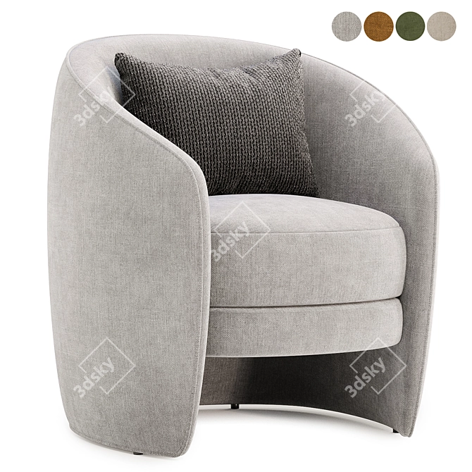 Elegant Fenna Armchair in White 3D model image 4