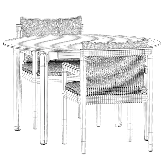 Luxury Dining Set: Saranac Chair & Leaf Table 3D model image 7