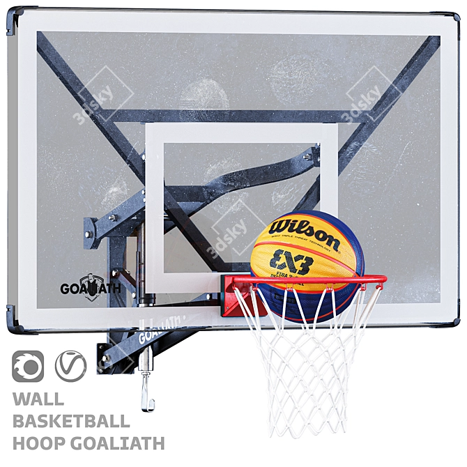  Portable Wall Basketball Hoop 54 3D model image 1