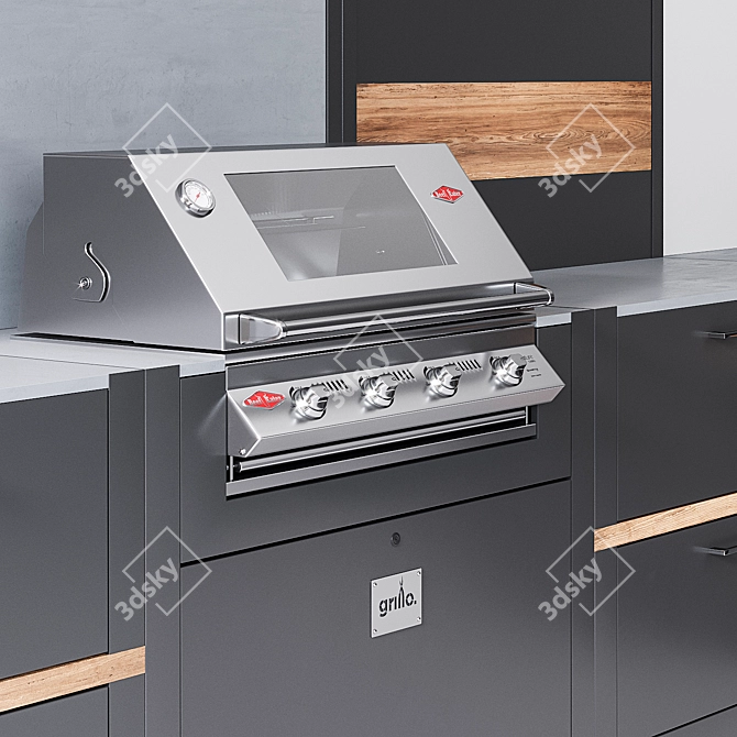 Outdoor Kitchen with Carbon Steel Doors 3D model image 2