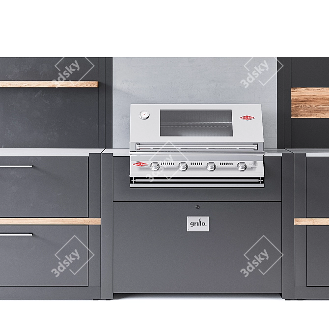 Outdoor Kitchen with Carbon Steel Doors 3D model image 4