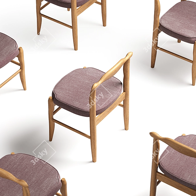 French Oak Dining Chairs 1960s 3D model image 3