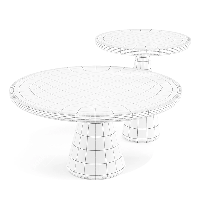 Handcrafted DUO Pedestal Tables 3D model image 5