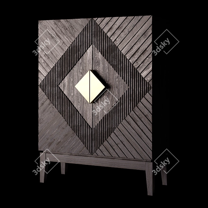 Granite Buffet Gold Metal 3D model image 4