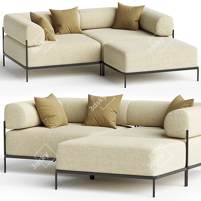 Elegant Sectional Sofa Chaise Longue 3D model image 1