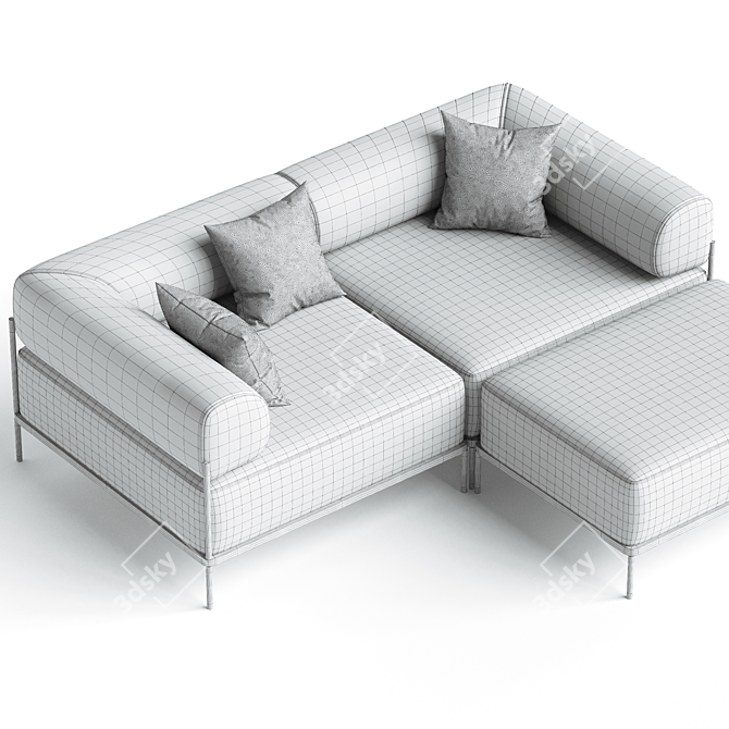 Elegant Sectional Sofa Chaise Longue 3D model image 3