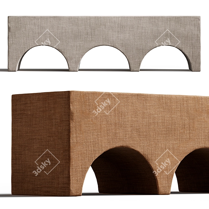 Arch-Inspired Upholstered Bench 3D model image 1