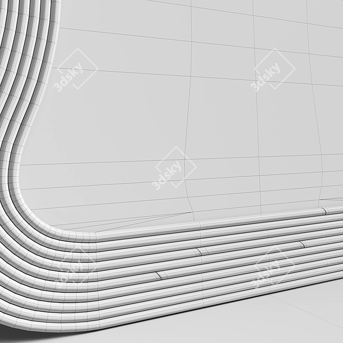 Elegant Wave Mirror for Interiors 3D model image 4