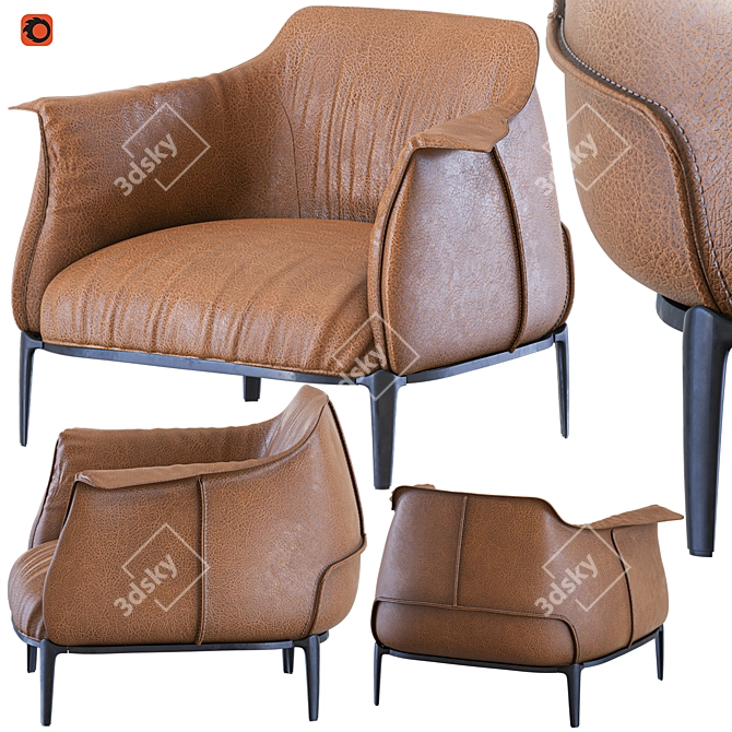 Luxurious ARCHIBALD LARGE Designer Armchair 3D model image 9