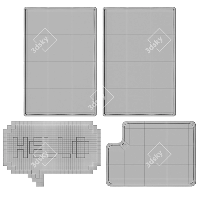 Set of 4 Contemporary Door Mats 3D model image 4