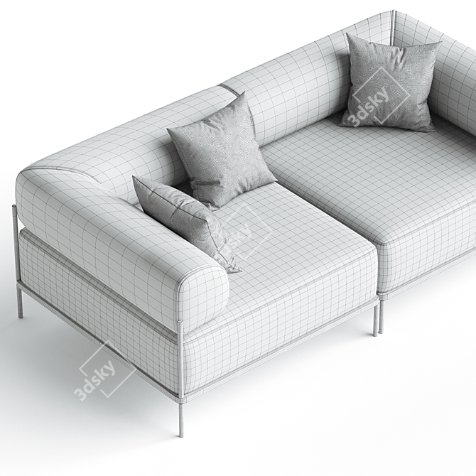 Modern 2-Seater Fabric Sofa 3D model image 3