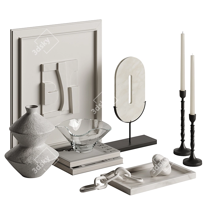 Title: Sleek Modern Tabletop Decor Set 3D model image 2