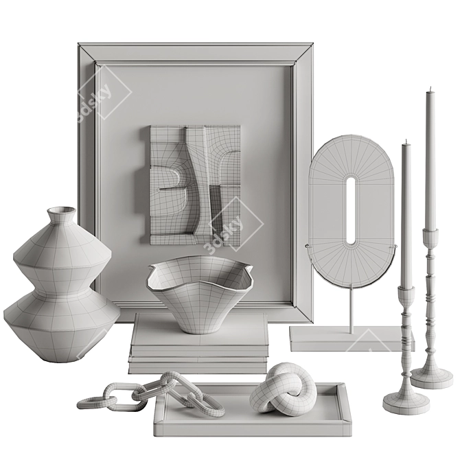 Title: Sleek Modern Tabletop Decor Set 3D model image 3