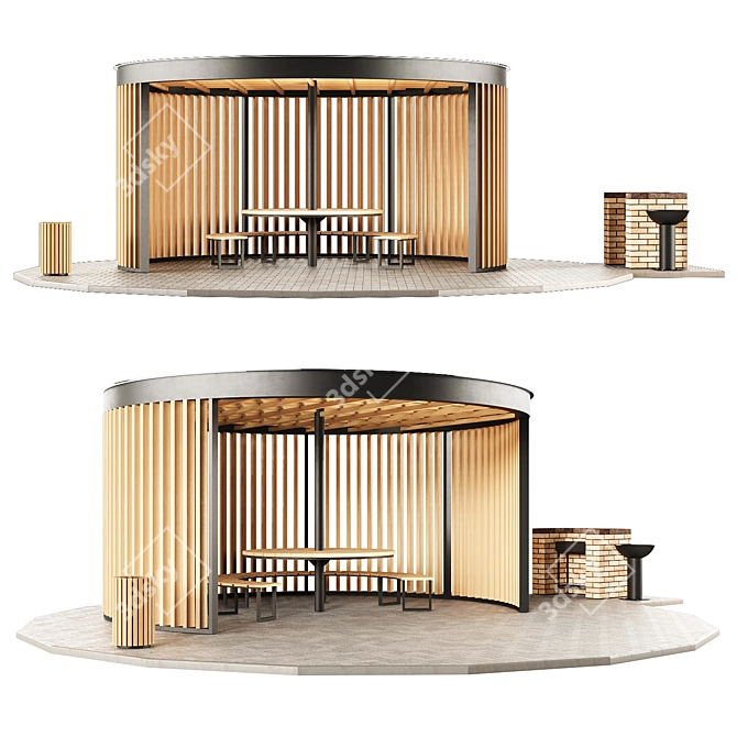 Pergola Barbecue Set 3D model image 1