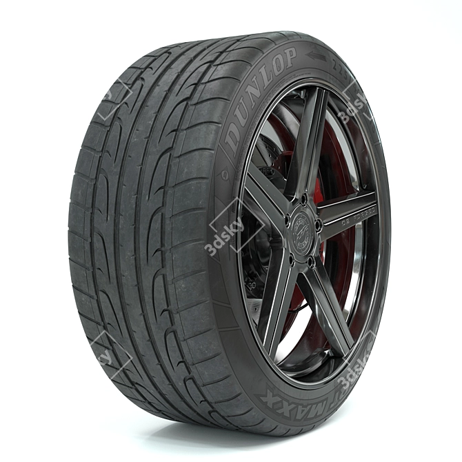 D2 Forged Rim & Dunlop Sport Maxx Kit 3D model image 4