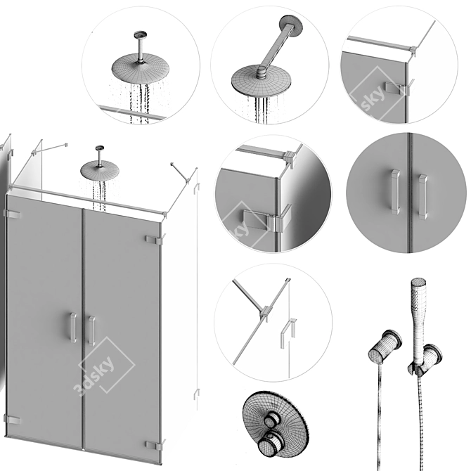 Tall Shower Box, Approximate Dimensions 3D model image 8