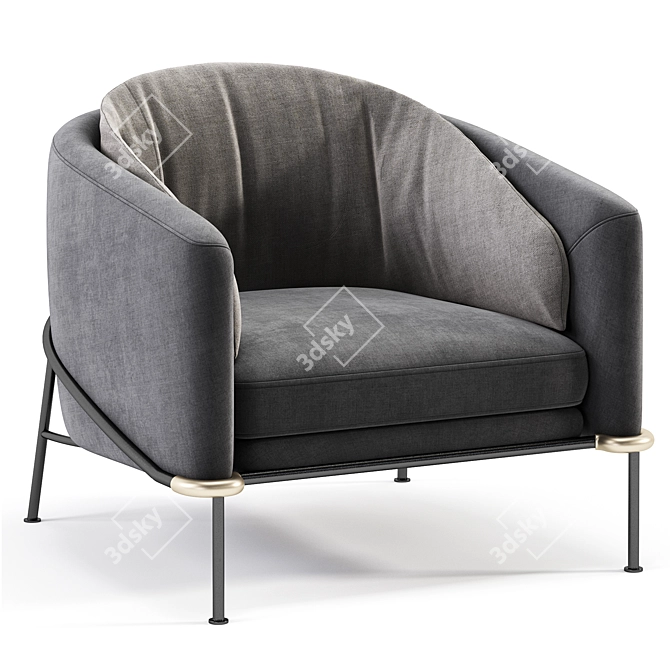 Elegant FIL NOIR Armchair Minotti 3D model image 2