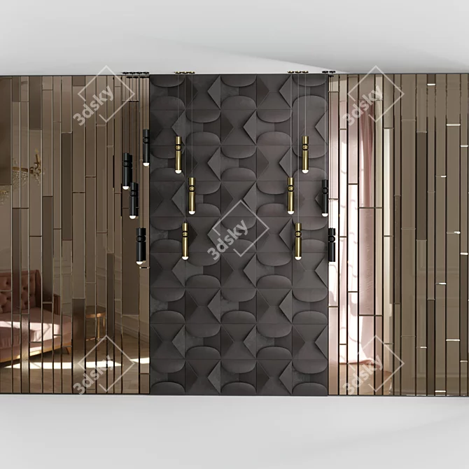 Versatile 3D Wall Panels & FULCRUM CHANDELIER 3D model image 2