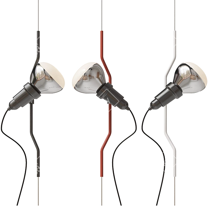 Sleek Steel Pendant Lighting 3D model image 2