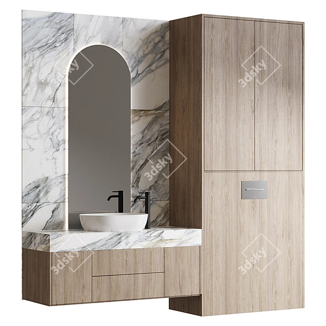 Seamless Bathroom Set with Gessi Mixer 3D model image 1