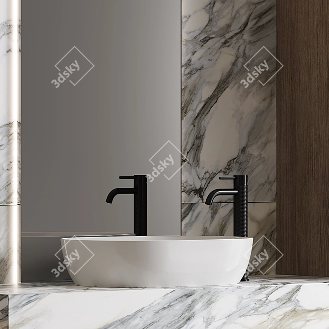 Seamless Bathroom Set with Gessi Mixer 3D model image 2