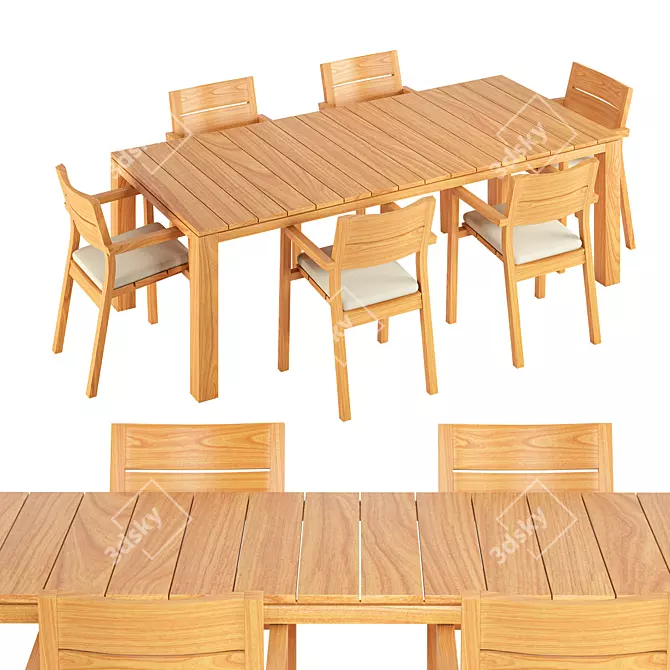 Premium KOS Outdoor Dining Set 3D model image 1