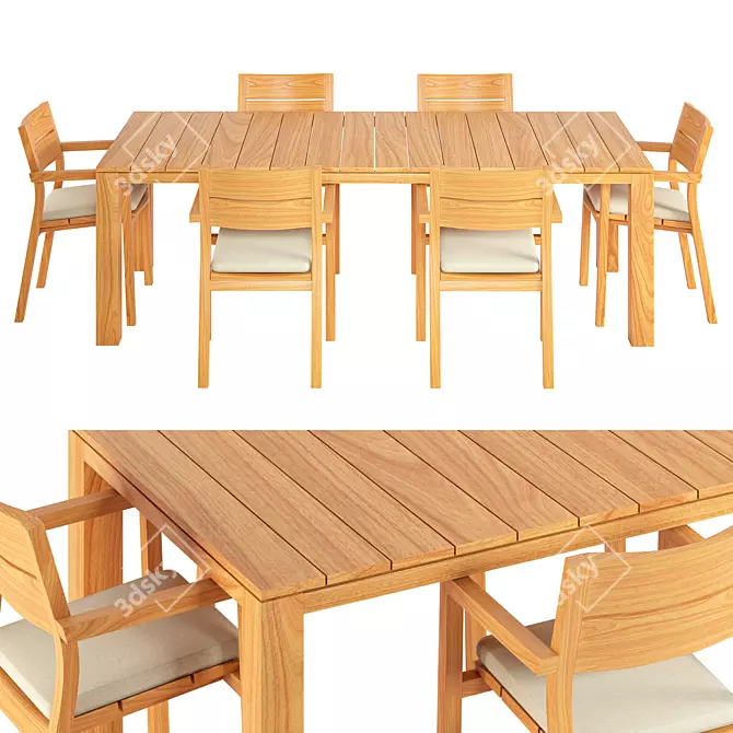 Premium KOS Outdoor Dining Set 3D model image 2