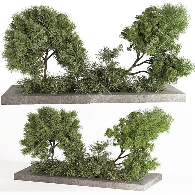 Lush Garden Tree Collection Set 3D model image 1