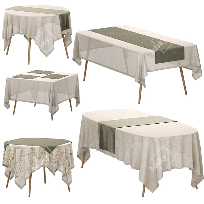 Linen Tablecloth Set with Accessories 3D model image 1