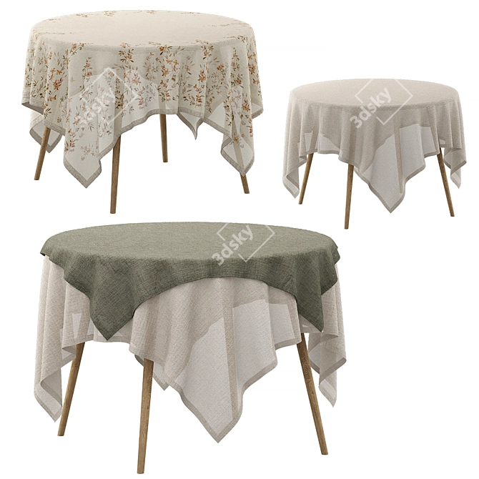 Linen Tablecloth Set with Accessories 3D model image 3