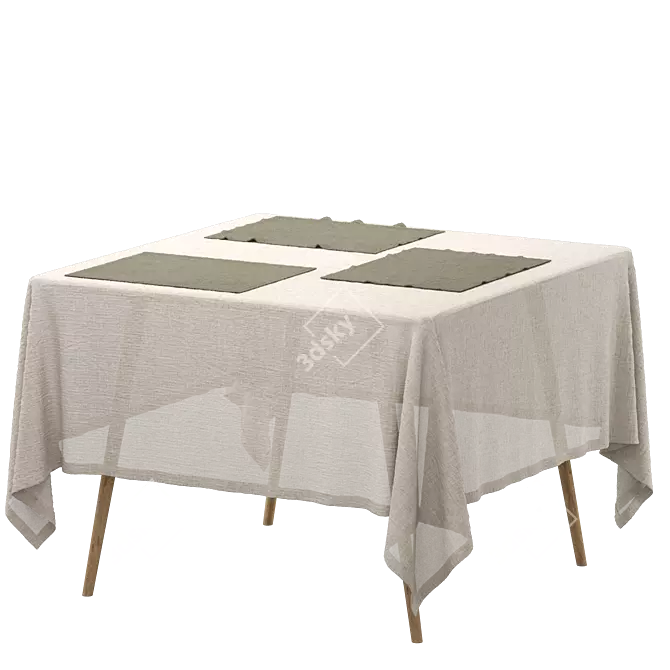 Linen Tablecloth Set with Accessories 3D model image 5