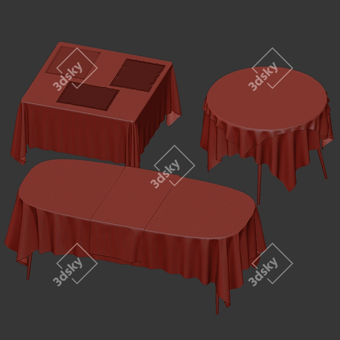 Linen Tablecloth Set with Accessories 3D model image 6