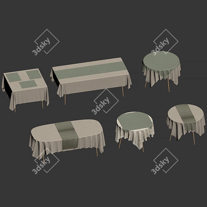 Linen Tablecloth Set with Accessories 3D model image 7