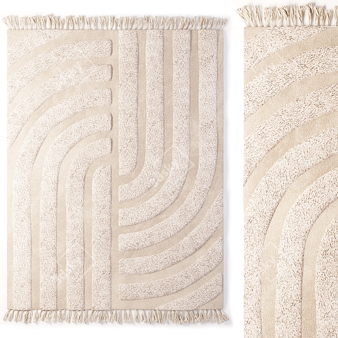 Natural Fiber Boho Rug 3D model image 1