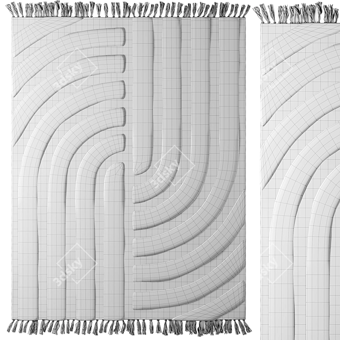 Natural Fiber Boho Rug 3D model image 3