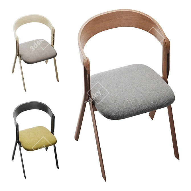 Diverge Chair with 3 Colors 3D model image 2