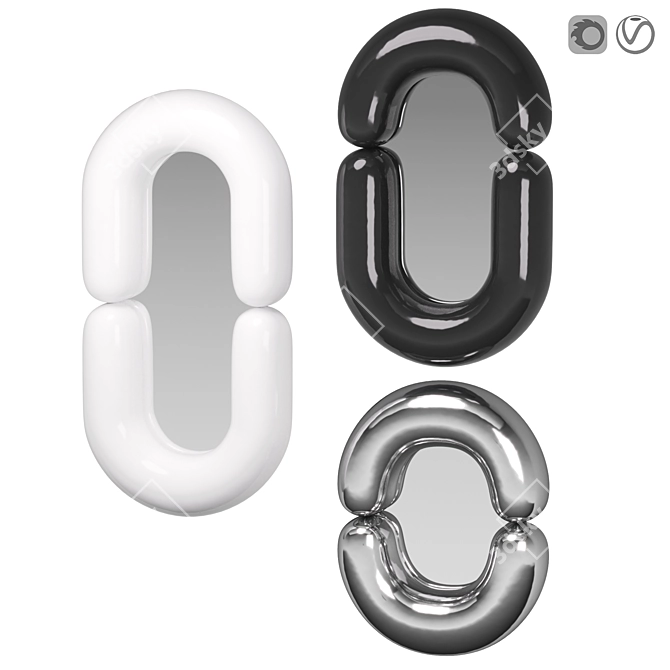 Celestial Ceramic Wall Mirror Collection 3D model image 1
