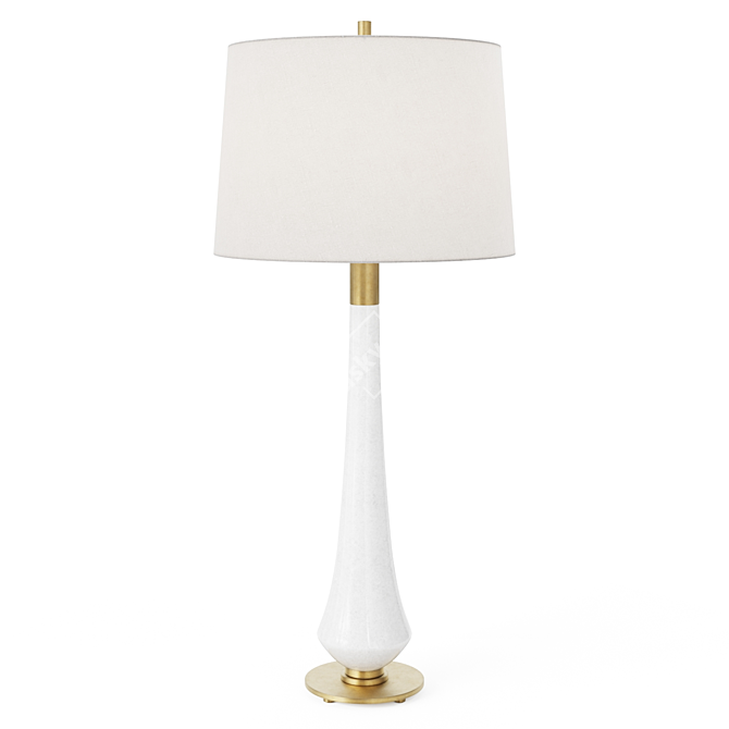 Elegant Stone and Brass Table Lamp 3D model image 1