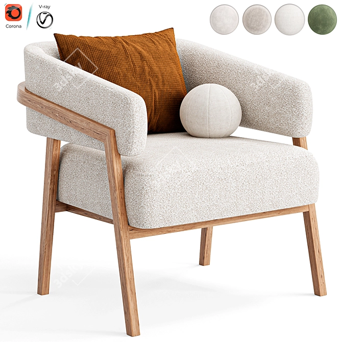Stylish Altra Armchair: PotteryBarn Classic 3D model image 4