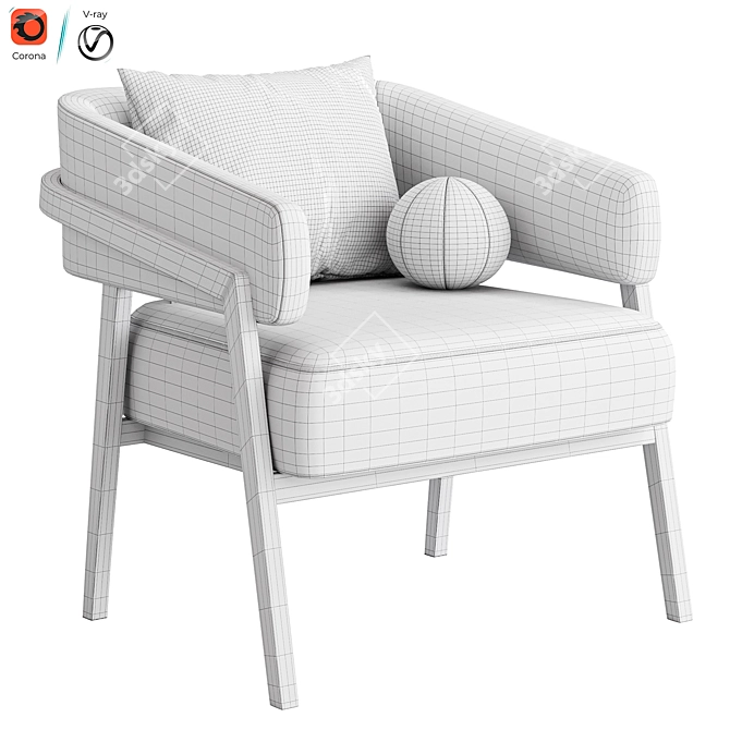 Stylish Altra Armchair: PotteryBarn Classic 3D model image 7