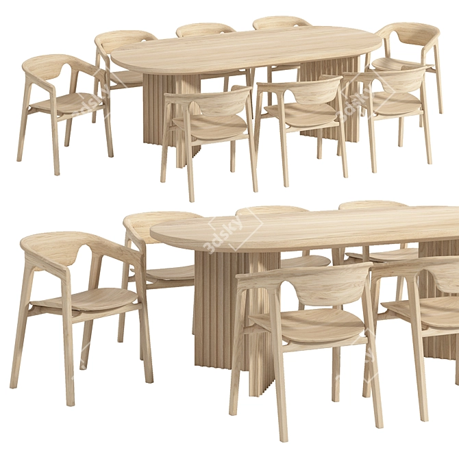 Modern Italian Table Chair Set 3D model image 1