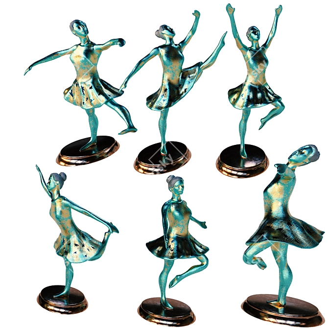 Elegant Dance Sculpture Art Display 3D model image 1