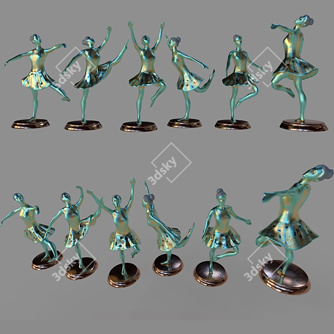 Elegant Dance Sculpture Art Display 3D model image 2