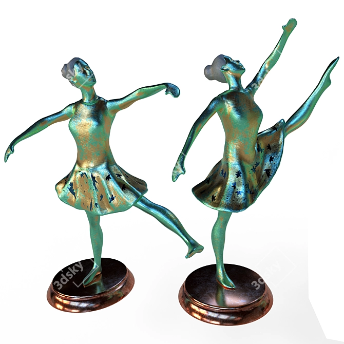 Elegant Dance Sculpture Art Display 3D model image 3