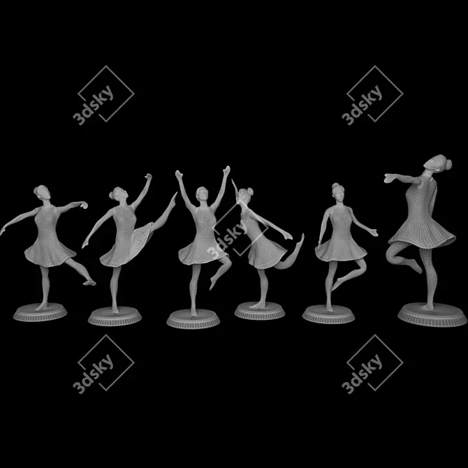 Elegant Dance Sculpture Art Display 3D model image 7