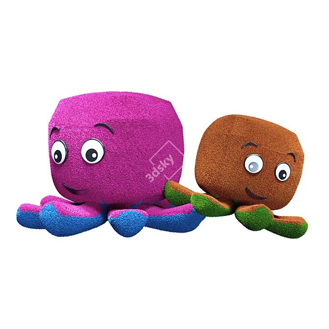 Low Poly Octopus Plush Toy 3D model image 1