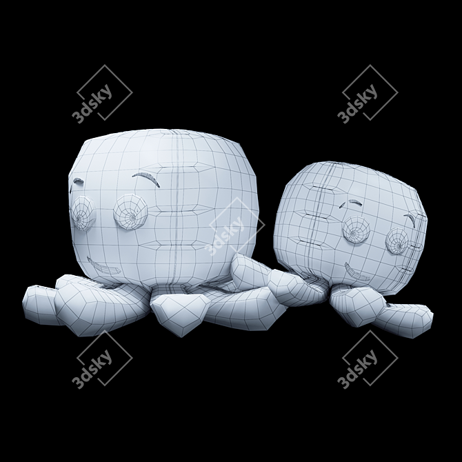 Low Poly Octopus Plush Toy 3D model image 2