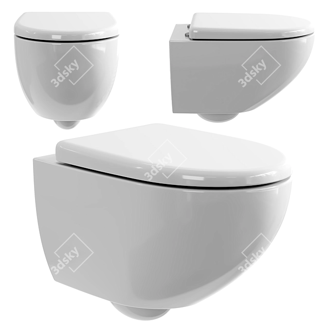 Duravit Architec Rimless Wall-Mounted Toilet 3D model image 1